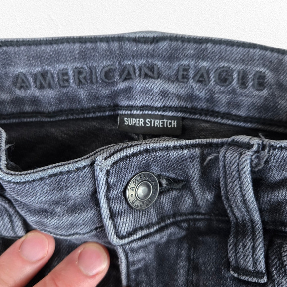 American Eagle Washed Black High Rise Jeggings Super Stretch Skinny Jeans Size 2 - Picture 4 of 9